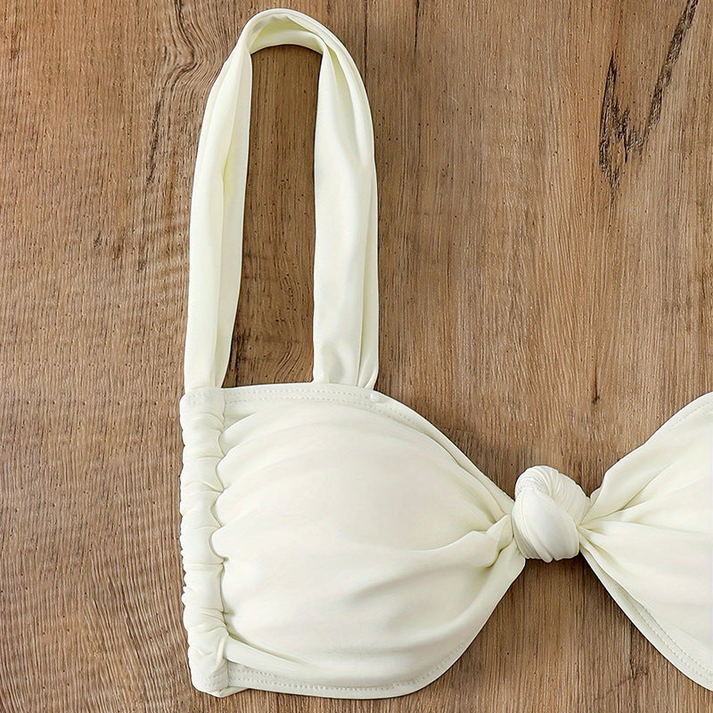 Damen Triangel-Bikini mit Knoten-Detail und verstellbaren Trägern Drune