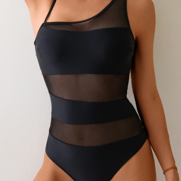 Damen Sportlicher Einteiler mit transparenten Einsätzen Drune