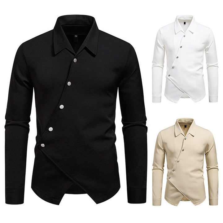 Herren modisches Hemd mit asymmetrischem Knopfdesign und eleganter Passform Drune