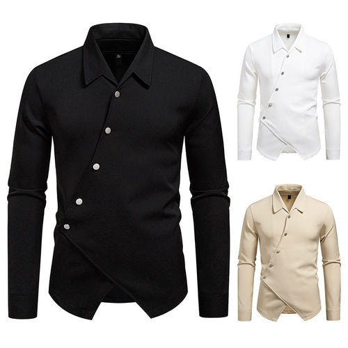 Herren modisches Hemd mit asymmetrischem Knopfdesign und eleganter Passform Drune