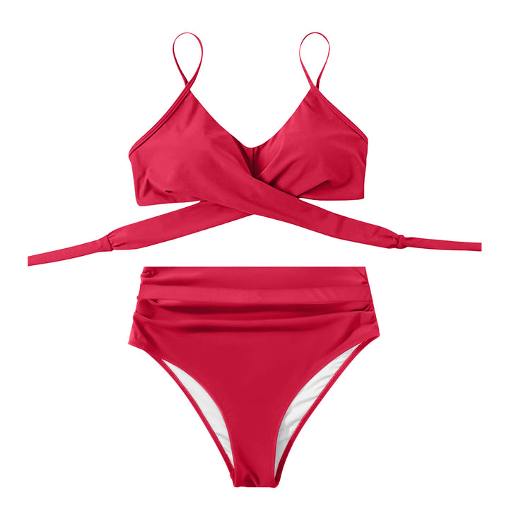 Damen High-Waist Bikini Set mit modischem Wickel-Oberteil Drune