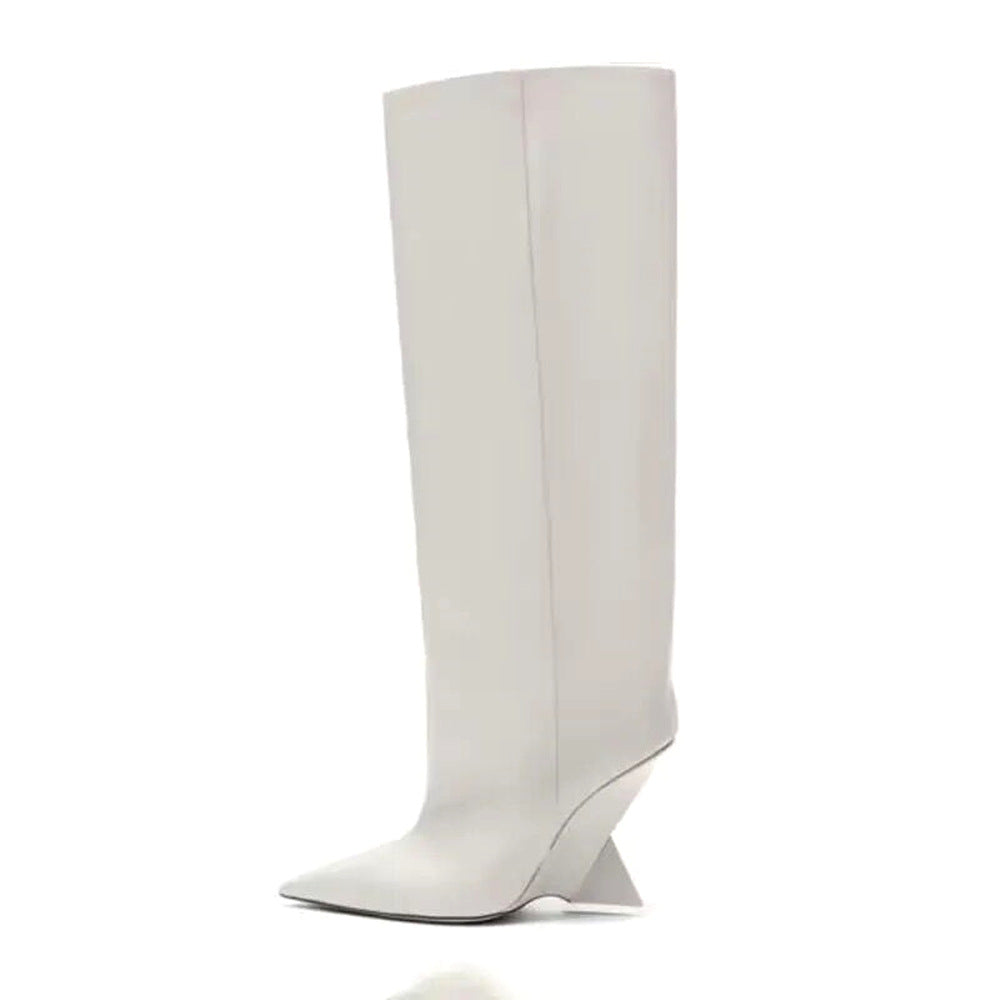Damen kniehohe Stiletto-Stiefel mit skulpturellem Design Drune