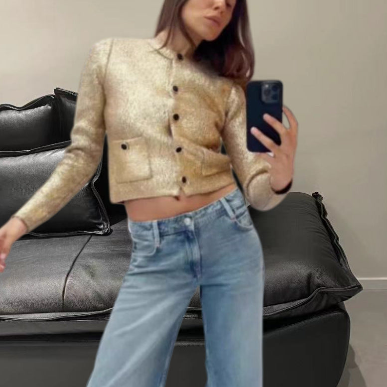 Damen Elegante Strickjacke mit luxuriösem Glitzer und praktischen Taschen Drune