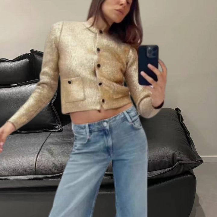 Damen Elegante Strickjacke mit luxuriösem Glitzer und praktischen Taschen Drune