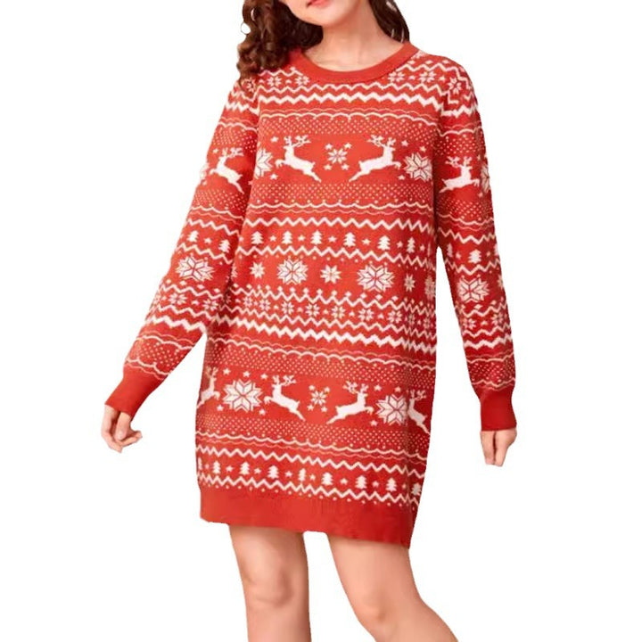 Damen Kuscheliges Strickkleid mit festlichem Rentier-Design Drune