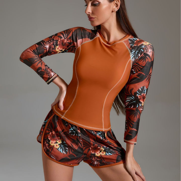 Damen Sportliches Surfanzug-Set mit floralem Design und nahtlosem Schnitt Drune