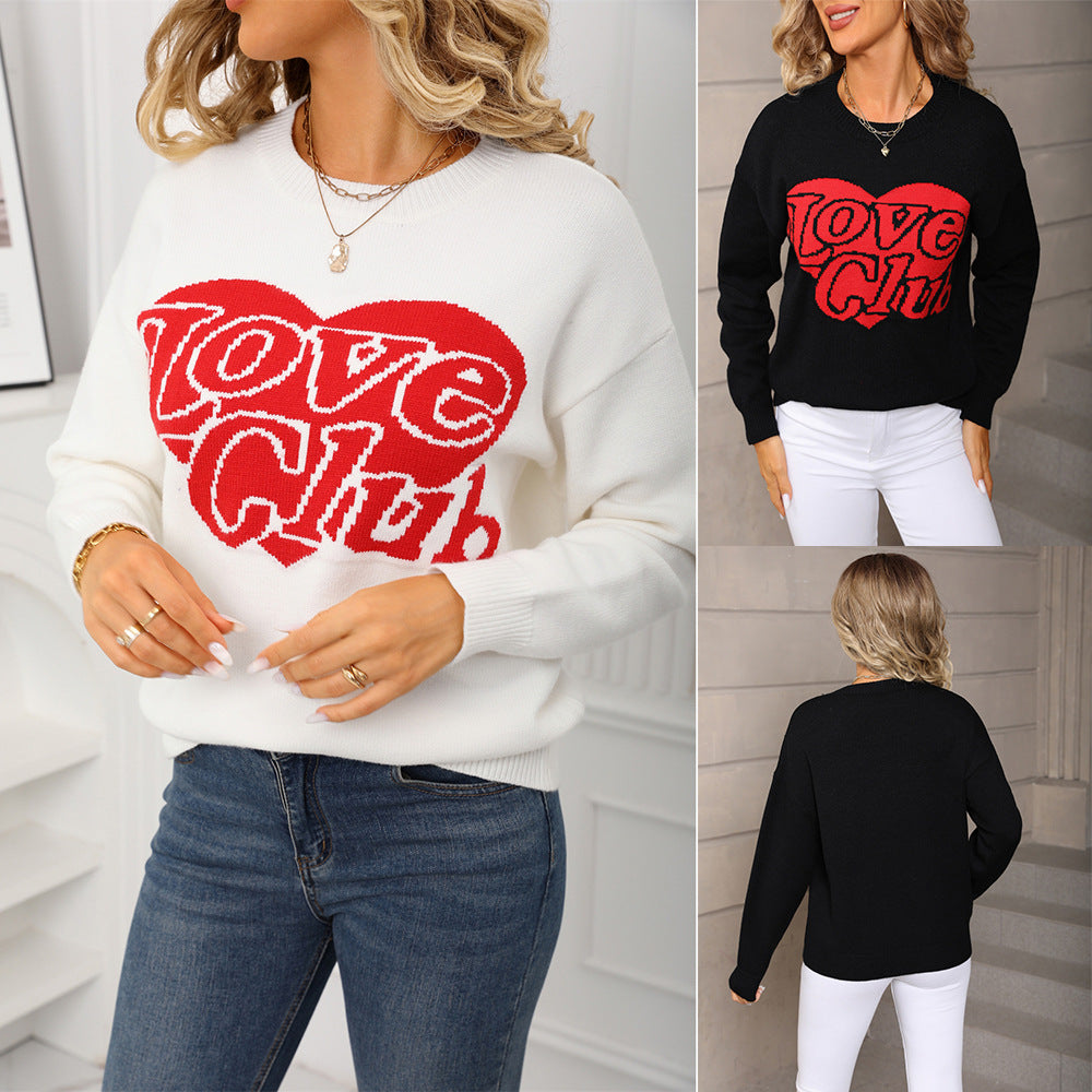 Damen Pullover mit auffälligem Schriftzug und großzügigem Schnitt Drune