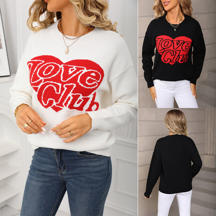 Damen Pullover mit auffälligem Schriftzug und großzügigem Schnitt Drune