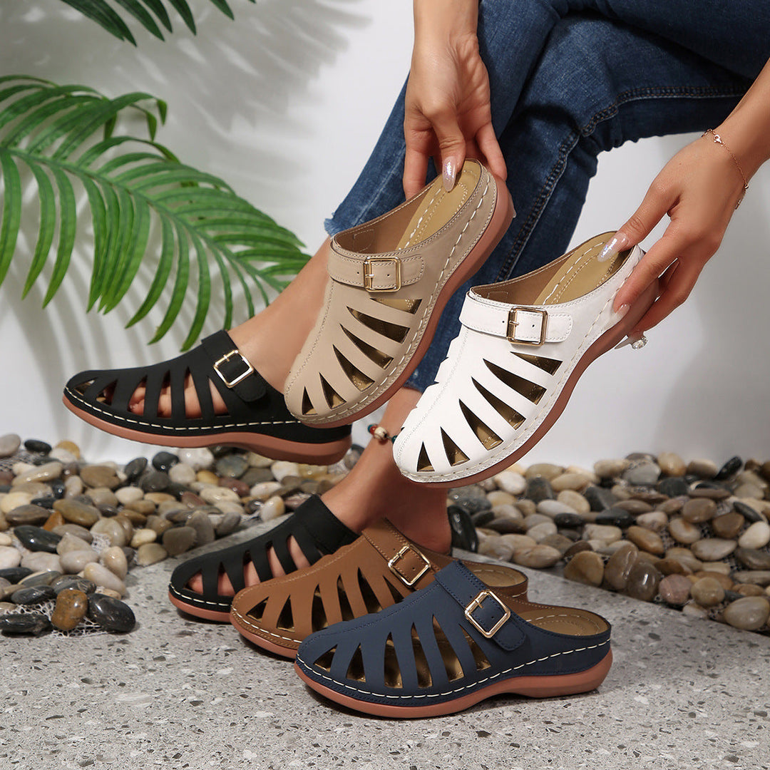Damen offene Clogs mit modischem Schnitt und komfortabel verstellbarem Riemen Drune