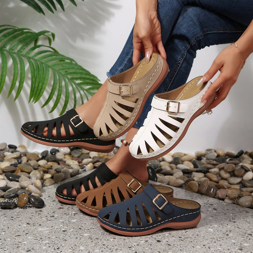 Damen offene Clogs mit modischem Schnitt und komfortabel verstellbarem Riemen Drune