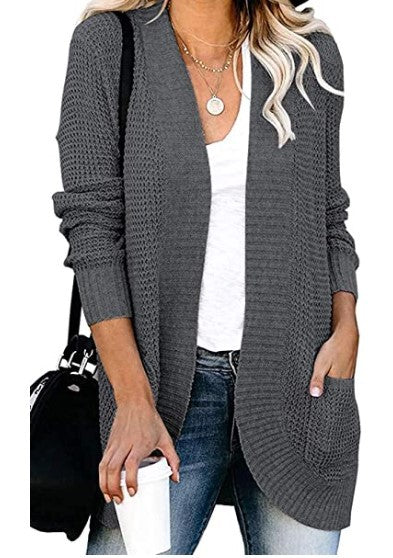 Damen Lässiger Strickcardigan mit offenen Fronten und praktischen Taschen Drune