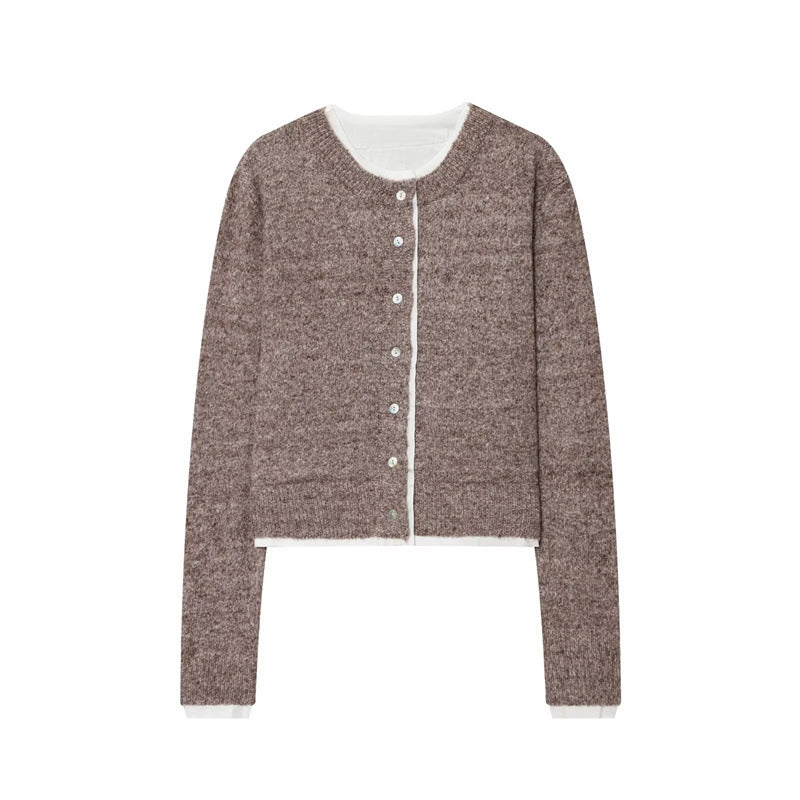 Damen modische Strickjacke mit feinem Knit-Design und eleganten Knopfdetails Drune