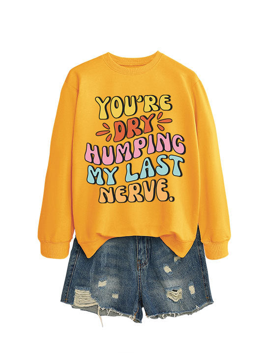 Damen Sweatshirt mit fröhlichem Comic-Slogan und lässigem Schnitt Drune