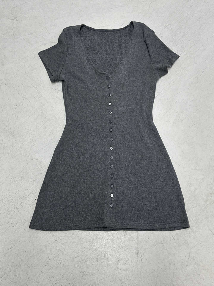 Damen Knopf-Polo-Kleid mit figurbetontem Schnitt und trendigem V-Ausschnitt Drune