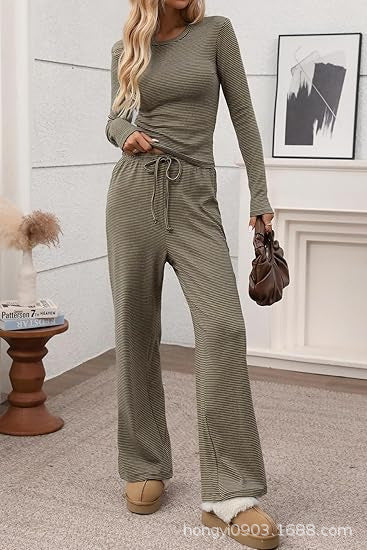 Damen lässiges Longsleeve Freizeit-Set mit weitem Schnitt Drune