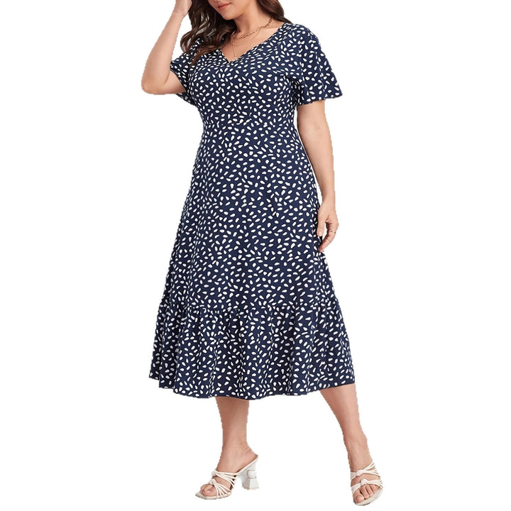 Damen Midi-Kleid mit fließendem Schnitt und verspieltem Muster Drune