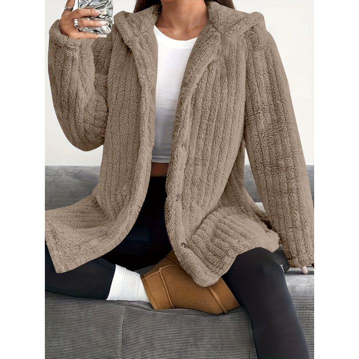 Damen Kuschelige Fleecejacke mit Kapuze Drune