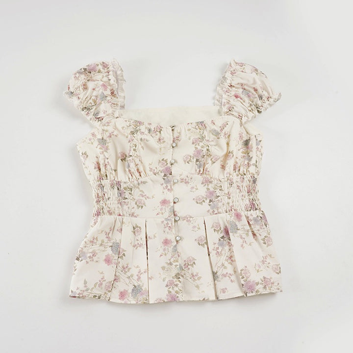 Damenbluse mit floralem Design und Rüschenärmeln Drune