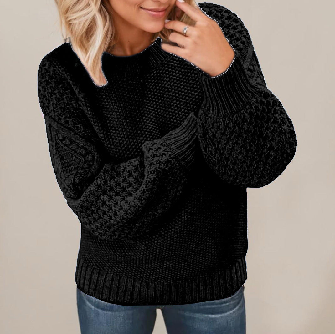 Damen Grobstrickpullover mit voluminösen Ärmeln und strukturiertem Design Drune