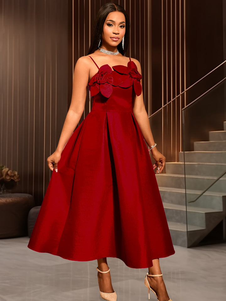 Damen A-Linien Kleid mit floralem Akzent Drune