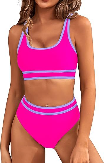 Damen Sportlicher Hochgeschnittener Bikini Drune