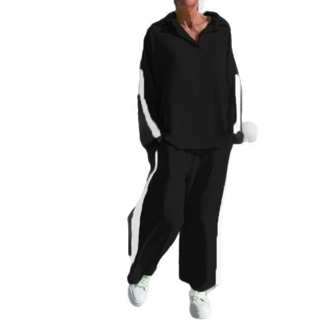Damen entspannter Freizeitanzug mit Hemd und weiter Hose Drune