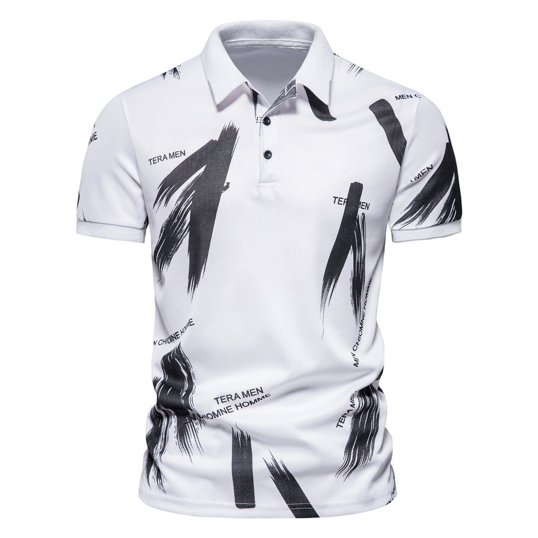 Herren Polo-Shirt mit modernem Grafikdesign und atmungsaktiver Baumwollmischung Drune