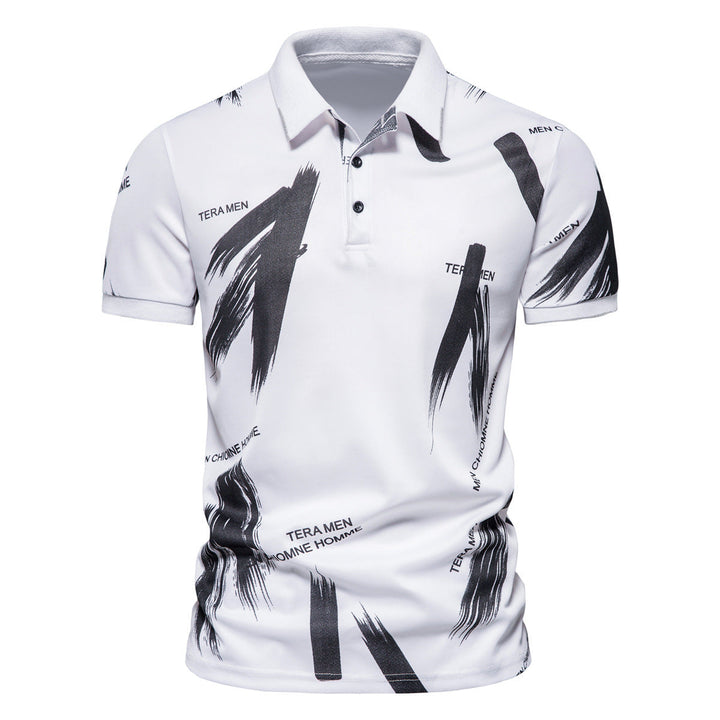 Herren Polo-Shirt mit modernem Grafikdesign und atmungsaktiver Baumwollmischung Drune