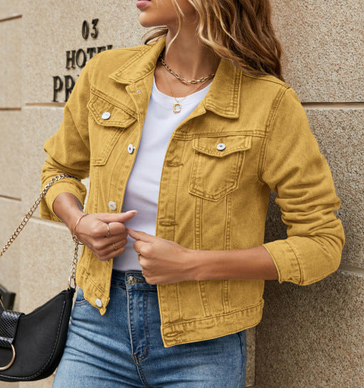 Damen klassische Denim-Jacke im Schneidertailoring-Stil Drune
