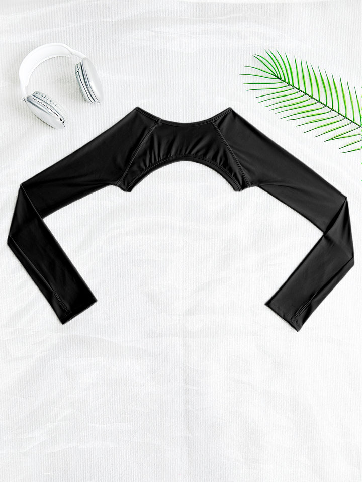 Damen Sportliches Langarm Crop-Top mit angeschnittenem Design Drune
