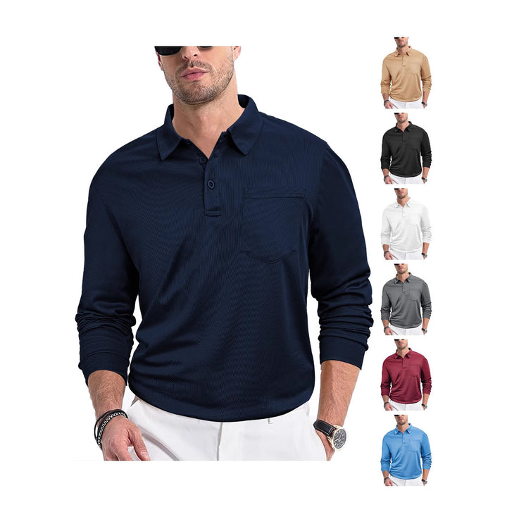 Herren Polohemd mit modernem Strukturdesign und praktischer Brusttasche Drune