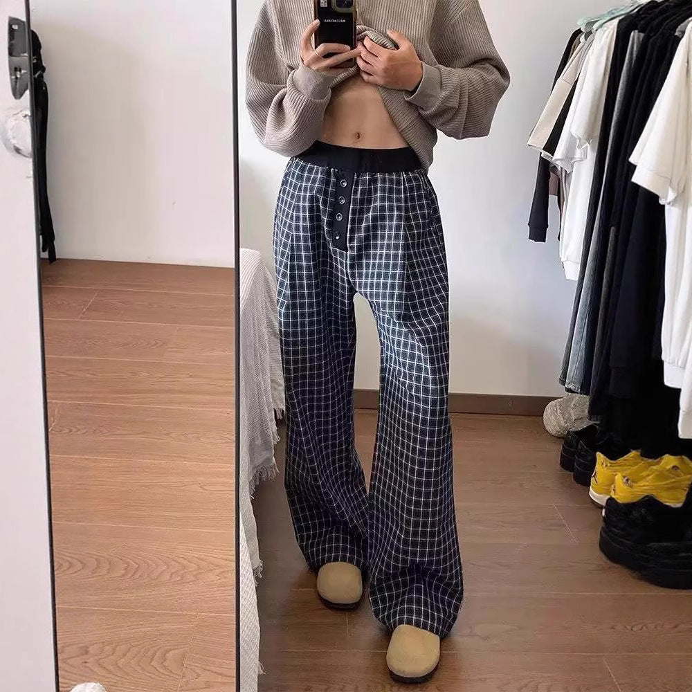 Damen Karottenhose aus weichem Material mit modischem Karo-Design Drune