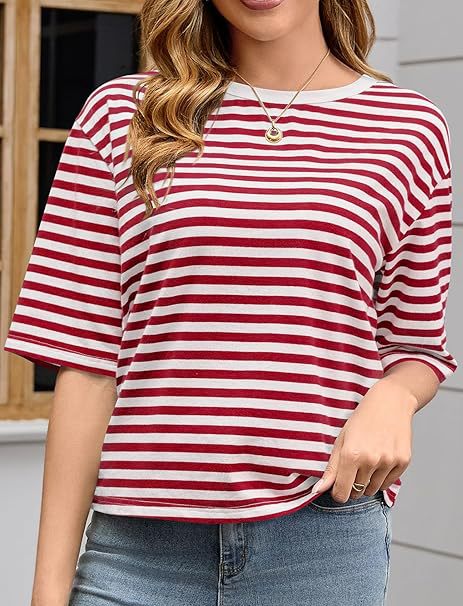 Damen lässiges Streifen-T-Shirt Drune