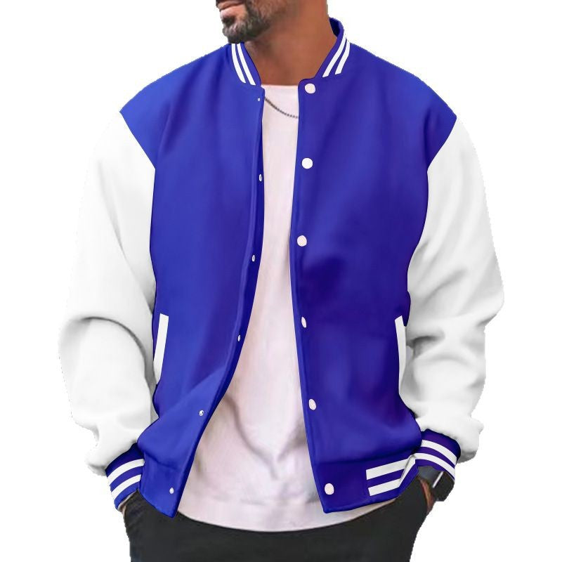 Herren nan varsity-Collegejacke im Bomberstil mit Druckknopfverschluss, kontrastarmen und gerippten Bündchen Drune