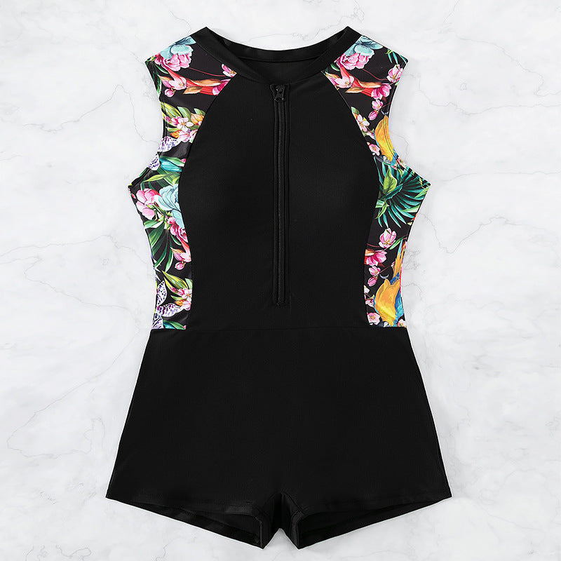 Damen Surfsuit mit floralem Muster und praktischem Reißverschluss Drune