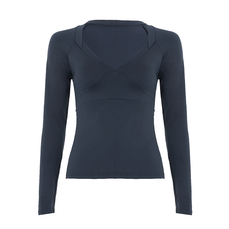 Damen modisches Wickeltop mit V-Ausschnitt und angesagtem Bindedetail Drune