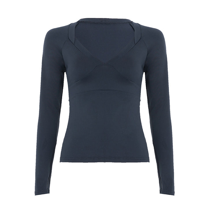 Damen modisches Wickeltop mit V-Ausschnitt und angesagtem Bindedetail Drune