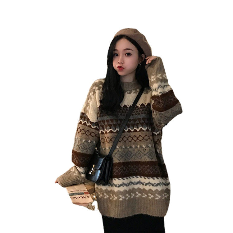 Damen Grobstrickpullover mit ausgefallenem Muster und lässigem Schnitt Drune