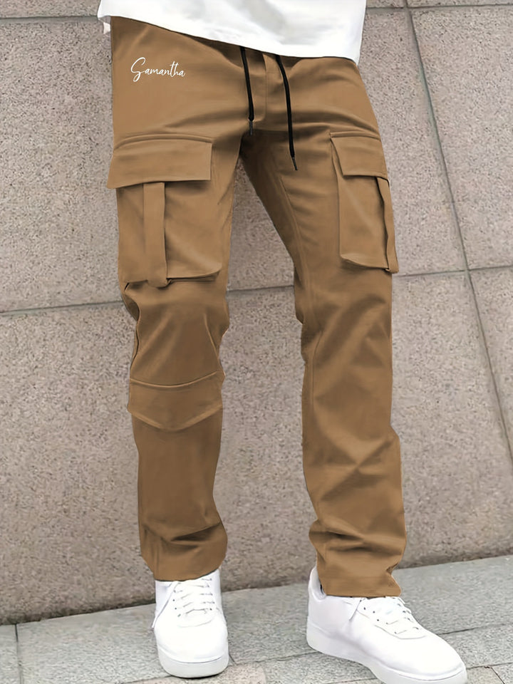 Herren Cargo-Hose mit vielseitigen funktionalen Taschen und elastischem Bund Drune