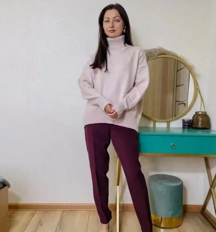 Damen Modischer Rollkragenpullover aus weichem Material Drune