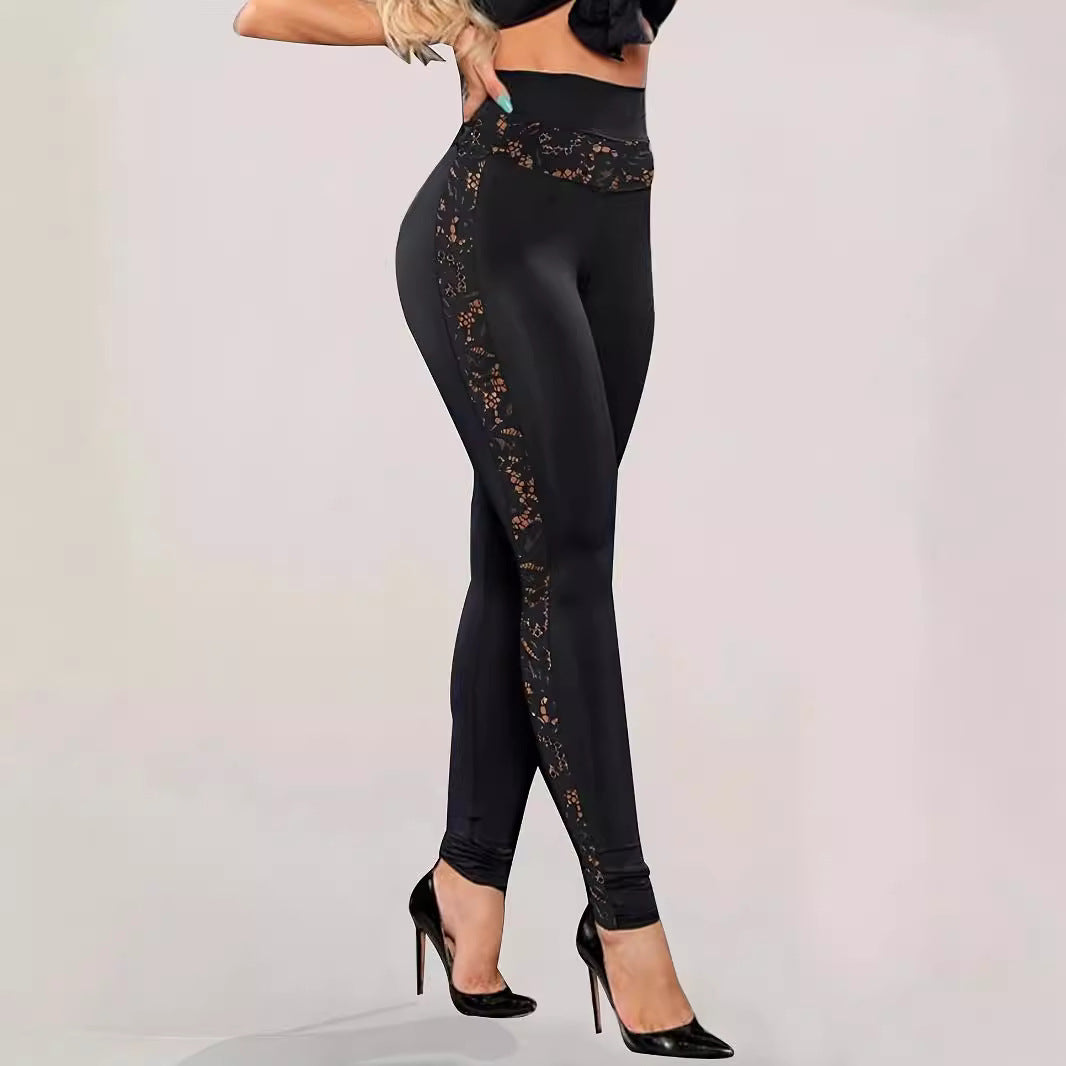 Damen sportliche Leggings mit verführerischem Spitzen-Detail Drune
