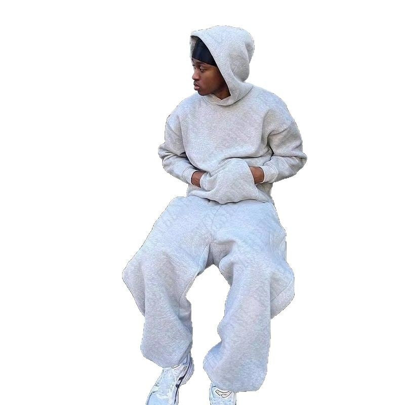 Herren nan urbaner Boxy-Hoodie mit verkürztem Rumpf, überschnittener Schulter und weichem Fleece-Innenfutter Drune