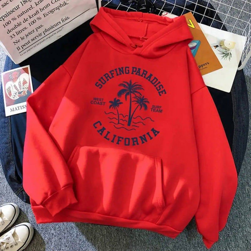 Damen Kapuzenpullover mit lässigem Surf-Motiv und hochwertiger Baumwollmischung Drune