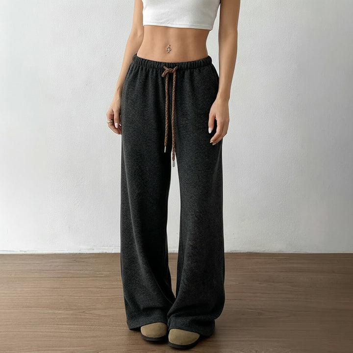 Damen Weite Freizeithose mit elastischem Bund und Kordelzug Drune