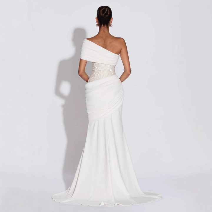 Damen Elegantes und figurbetontes Abendkleid mit asymmetrischem Ausschnitt Drune