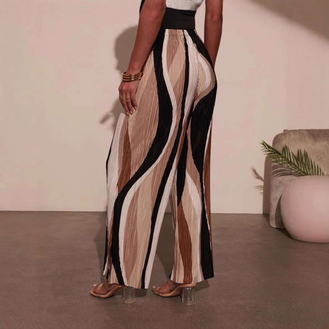 Damen Plissee-Hose mit weitem Bein und seitlichen Schlitzen Drune