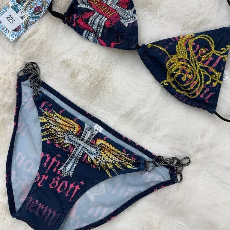 Damen Triangel-Bikini mit kreativem Muster Drune