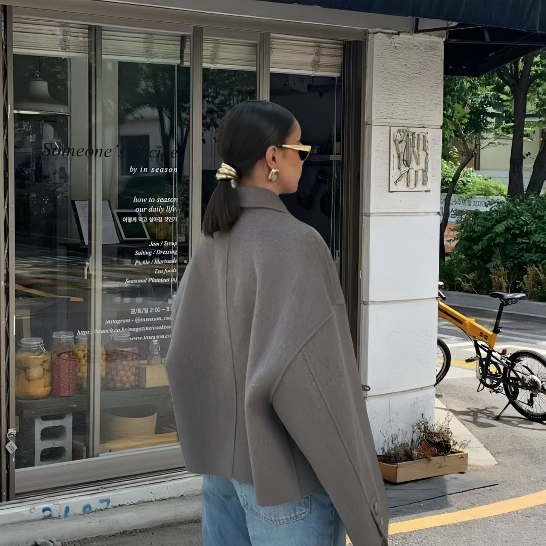 Damen modische Kurzjacke mit eleganten Knopfdetails Drune