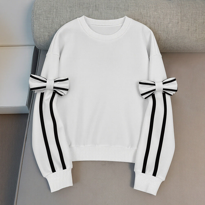 Damen Sweatshirt mit modischem Schleifendesign und Streifen Drune
