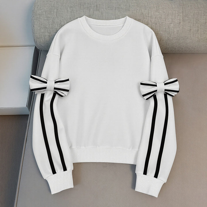 Damen Sweatshirt mit modischem Schleifendesign und Streifen Drune